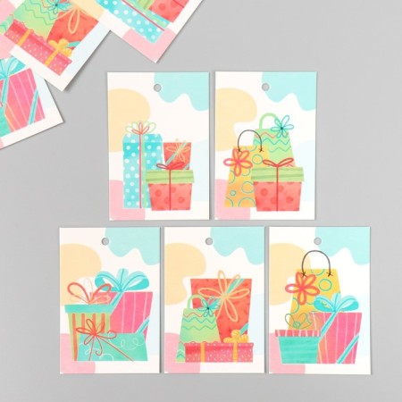 Cardboard "Gifts. Color" set 10 pcs (5 types) 4x6 cm