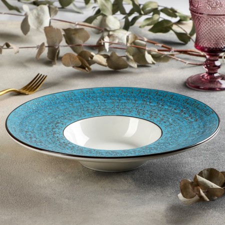 Porcelain plate for the paste Wilmax Splash, 250 ml, d = 27 cm, the color of the blue