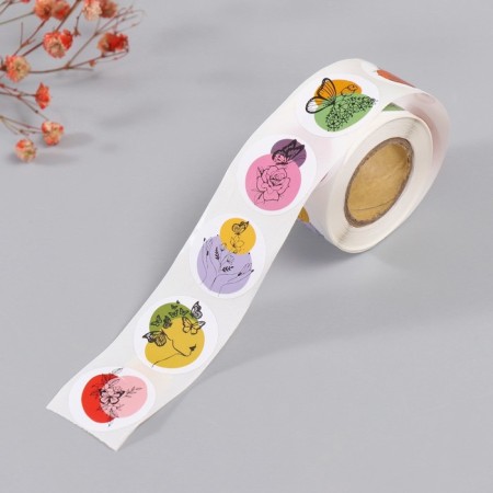 Stick Paper "Butterflies and flowers. Abstraction" d = 2.5 cm 252 pcs in the roll-1