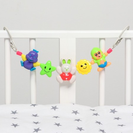 Stretching to a stroller/crib “chicken, bunny, monkey”, 3 toys, mix color, crush me-6
