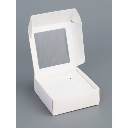 Jewelry box with PVC window 8 x 8 x 3 cm, white-1
