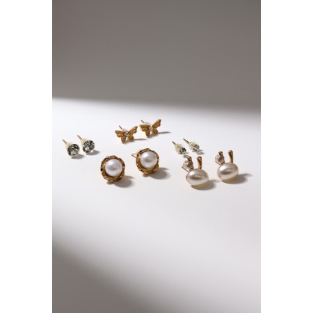 Classes 5 pairs "Assorted" Bunny, white color in gold-5