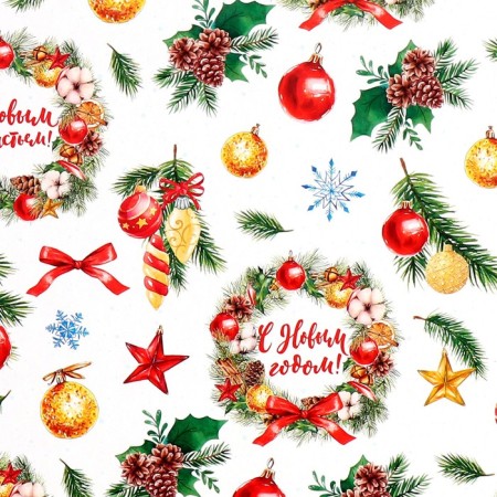 Paper packing glossy bilateral "winter", 50 x 70 cm, new year-4