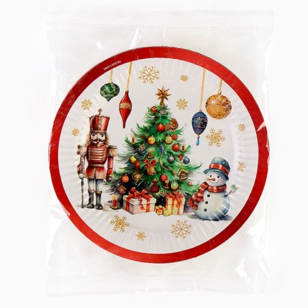 New Year's Papa plate "Happy New Year", fairy tale, 18 cm, one -time-3