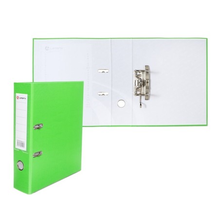 A4, 75 mm registrar, calligrata, PVC, embossing "Len", metal edging, pocket for a spine, collected, light green, mix