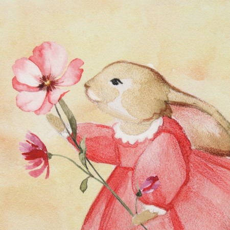 Towel "Ethel" Bunny with a flower 40x73cm, 100% HL, sarzha 190 g/m2-2