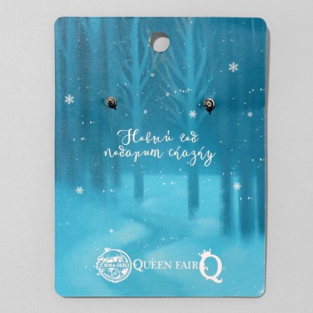 Earrings "Duet Snowflakes", white color in silver-4