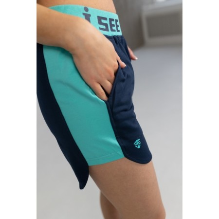 Women's shorts, size 50, dark blue color, turquoise-5