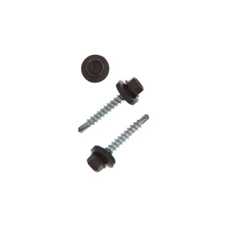 Self-tapping screws Roofing tundra Krep with a drill 4.8x35 mm, dark brown 1 kg