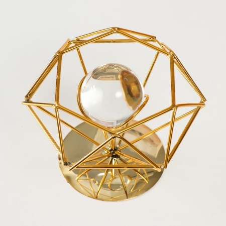 Souvenir interior metal, glass "Diamond" gold 14x12x11 cm-2