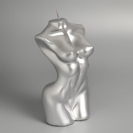Figure candle Lacked "Women's silhouette", 15 cm, silver-2