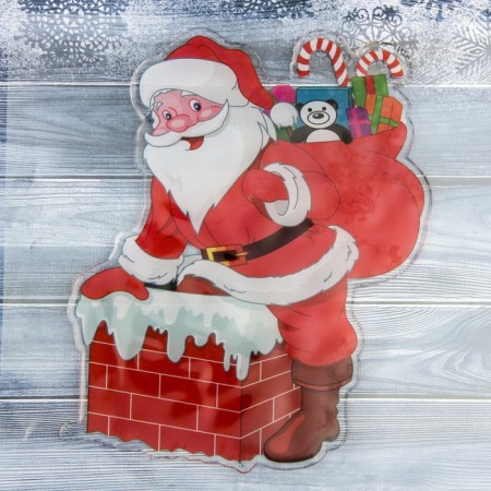 Santa Claus in a chimney glass 14x17 cm, red
