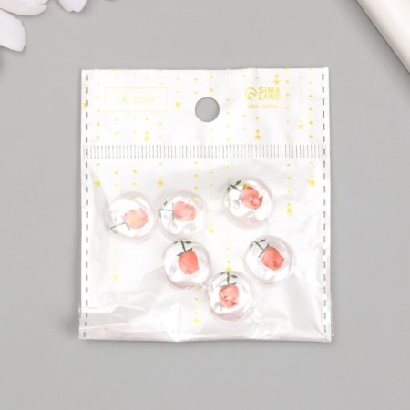 Busina for creativity plastic "Pearl Flat Circle with Rose" 0.5x1.6x1.6 cm-3