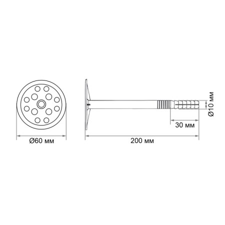 Dowel tundra, for insulation, with a metal nail, 10x200 mm, 50 pcs-5