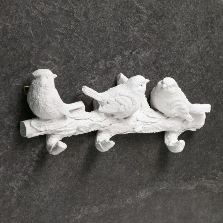 Suspension decor - hanger "twig with three birds" white