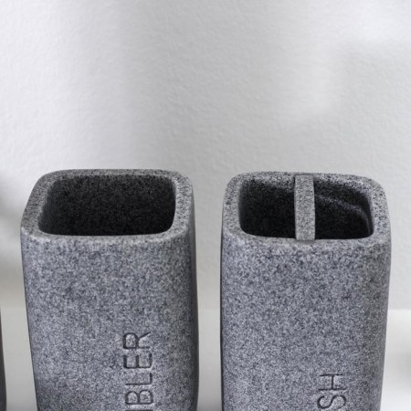 A set of accessories for the Granit bathroom, 4 items (350 ml dispenser, soap dish, 2 glasses), Gray color-3