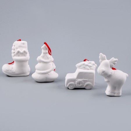 A set of Christmas tree decorations for coloring, 4 pcs. "Shine" with a suspension, brush-1