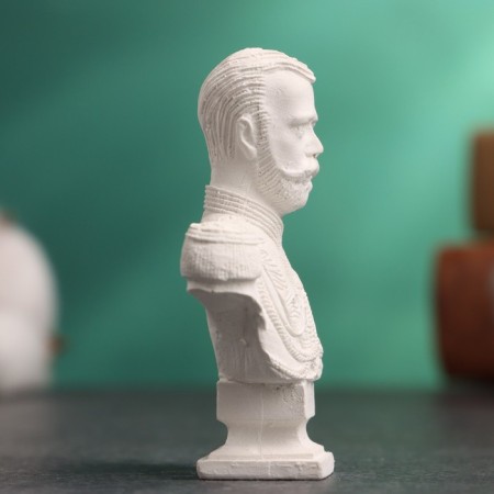 Бюст "Император Николай II" белый, 4,5х2,5х6,5см-3