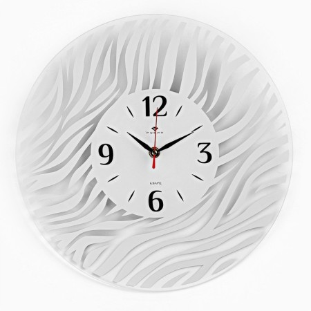 Wall clock, interior "zebra", silent, d-34 cm, white