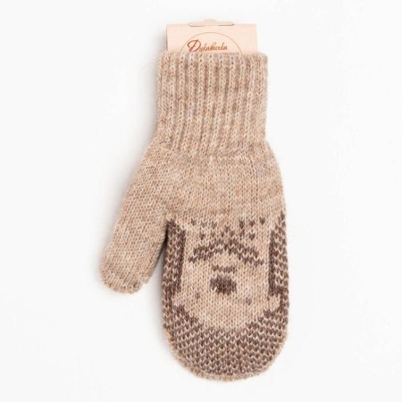 Double children's mittens, beige color, size 14 (6-9 years)-3