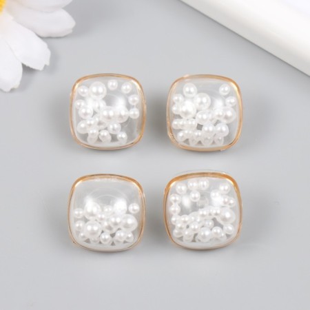 Buttons plastic for creativity "pearls in the square" 2.2x2.2x1.8 cm-2