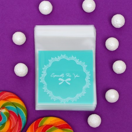 BOPP package with sticky tape, "only for you", 7*7+3cm-5