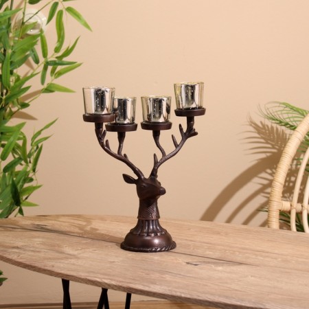 Summary for 4 candles "deer" aluminum 26x13x30 cm-1