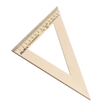 Drawing wooden set 6 objects: ruler 15 cm, 20 cm, 25 cm, 30 cm; Ugulniki 30 x 16 cm, 45 x 16 cm, /Red Star Mozhga /-8