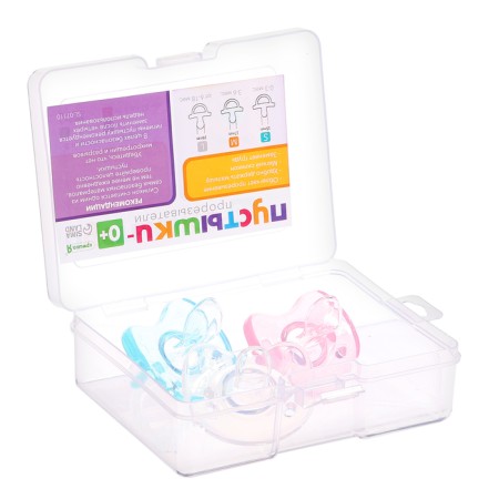 Set of teething, food silicone, in a container, 3 dummies-8