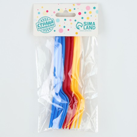 Plastic forks, 6 pcs., Mix colors-9