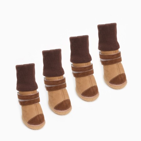 The boots are tall with a stocking, set 4 pcs, size 4 (sole 5 x 4.5 cm), brown