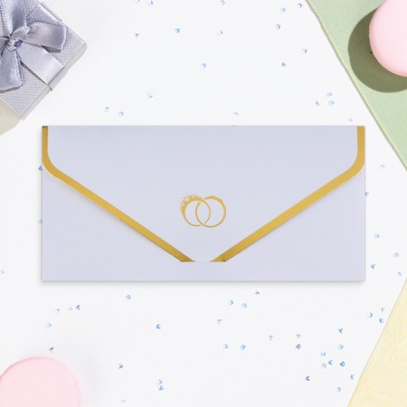 Money envelope "Wedding - 2" rings, embossing, 19.5 x 9 cm-1
