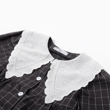 Children's dress with collar Kaftan, size 34 (122-128 cm), black color-7