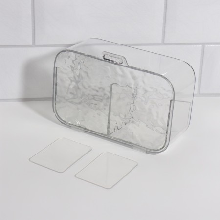Organizer for storage, hinged, 2 sections, with an adhesive base, 10.5 × 17 × 6.5 cm, the color is transparent-3