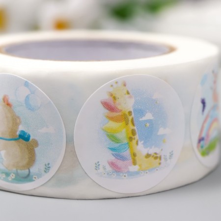 Stick Paper "Watercolor. Animals" d = 2.5 cm 500 pcs in a roll 3x6.5x6.5 cm-2
