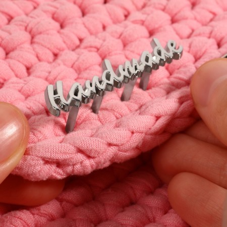 Decorative elements for the puncture "Hand Made", 5.4 × 1 cm, 10 pcs, silver color-6