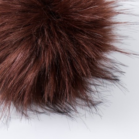 Pompon artificial fur fox 14 cm (28-chocolate)-1
