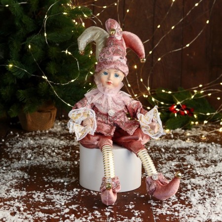 New Year's Jester "In an elegant suit" Music moves his head, 46 cm, lilac
