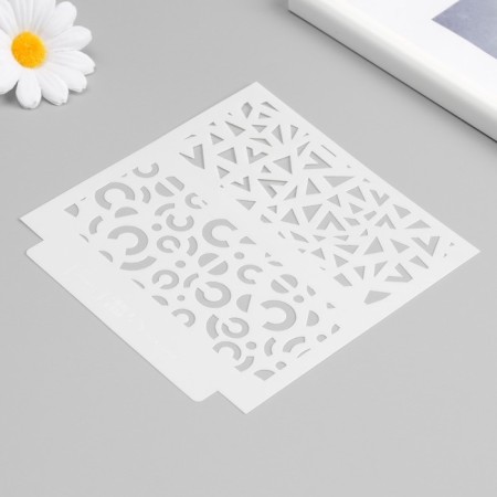 Stencil of background plastic "Geometry. Abstraction" 13x13 cm-4