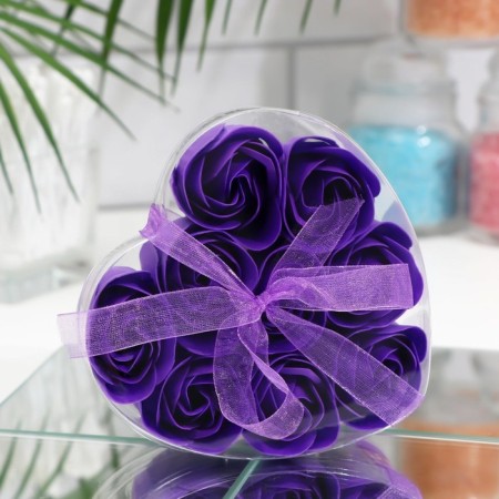 Soap roses, purple, set of 9 pcs.