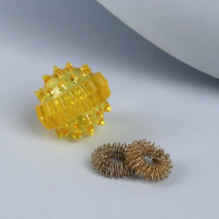 Su-jok massage, d = 3.5 cm, with 2 rings, yellow color-6