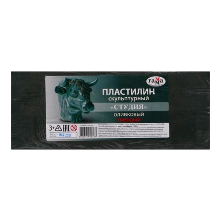Plasticine sculptural olive, solid, 1000 g, "gamma"-2