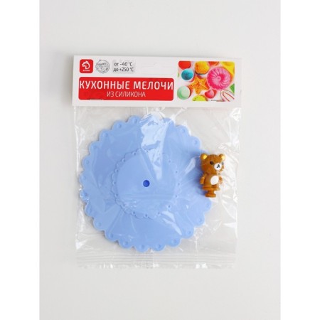 Silicon-sized lid Silicone shares "Bear", d = 11 cm, blue color-4