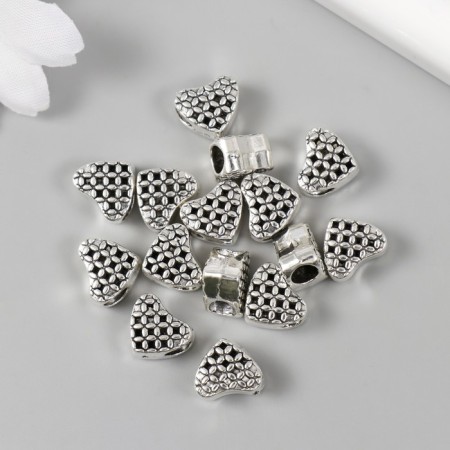 Bead for creativity Metal "Heart Weaving" silver 1.1x1 cm-2