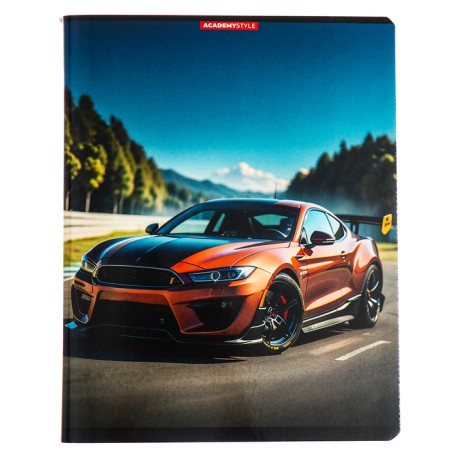 A notebook of 96 sheets in the “Racing Machines” cage, the cover coated cardboard, UV-lak, mix-2