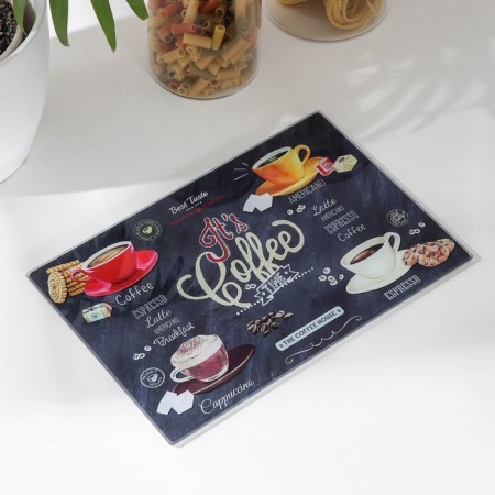 Board cutting glass shade "CoffeeMania", 30 × 20 cm-1