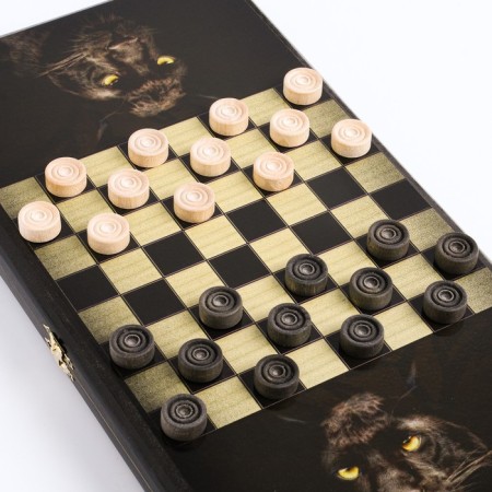 NARDS "Panther", wooden board 40 x 40 cm, with a field for playing checkers-2