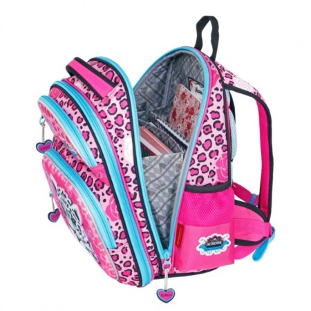 Frame backpack 35 x 28 x 15 cm, Across 178, filling: bag, pencil case, pink ACR22-178-5-5