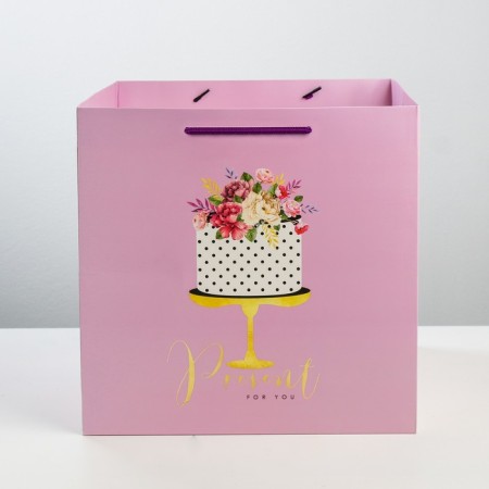 Square bag "Gift for you", 30 x 30 x 30 cm-3