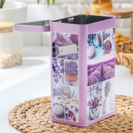 Bank with a lid for bulk products "lavender-3", 2.7 l, 9.5 × 21.5 cm, rectangular-1